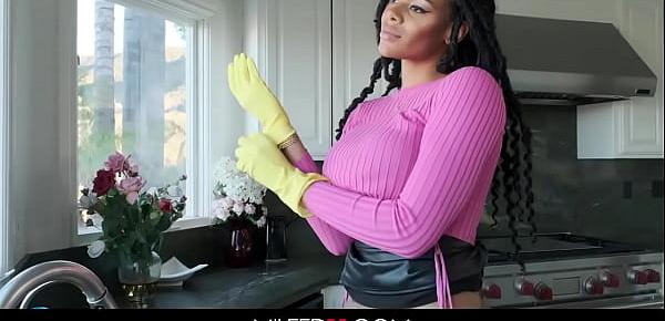  Ebony Stepmom With Big Tits Gets Fucked By Stepson While Hubby Is In The Room